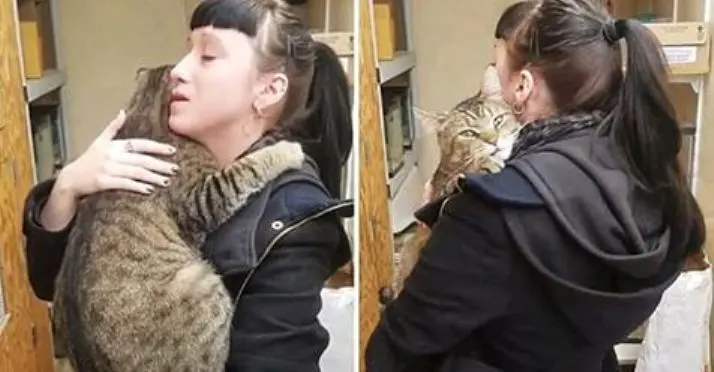 Old cat hugged the woman tightly, but she couldn't take him home. This helped the animal find a new family