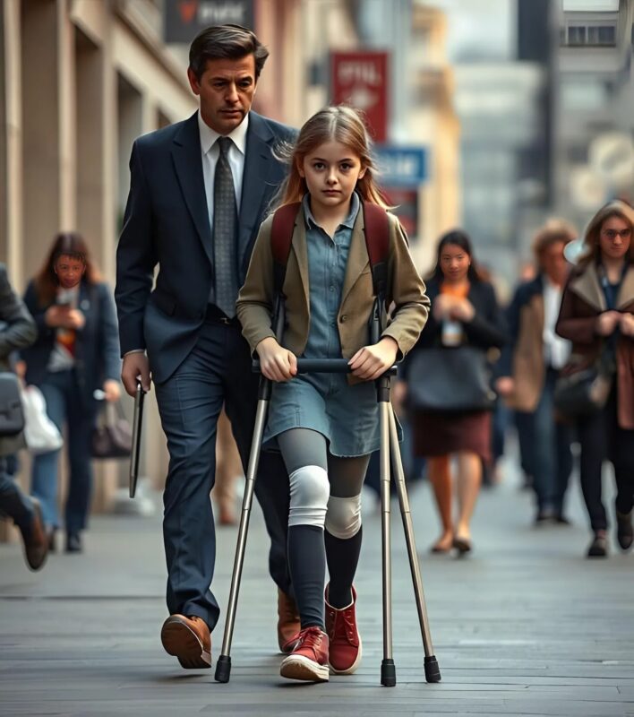 He knocked away her crutch like it was just a stick and kept walking