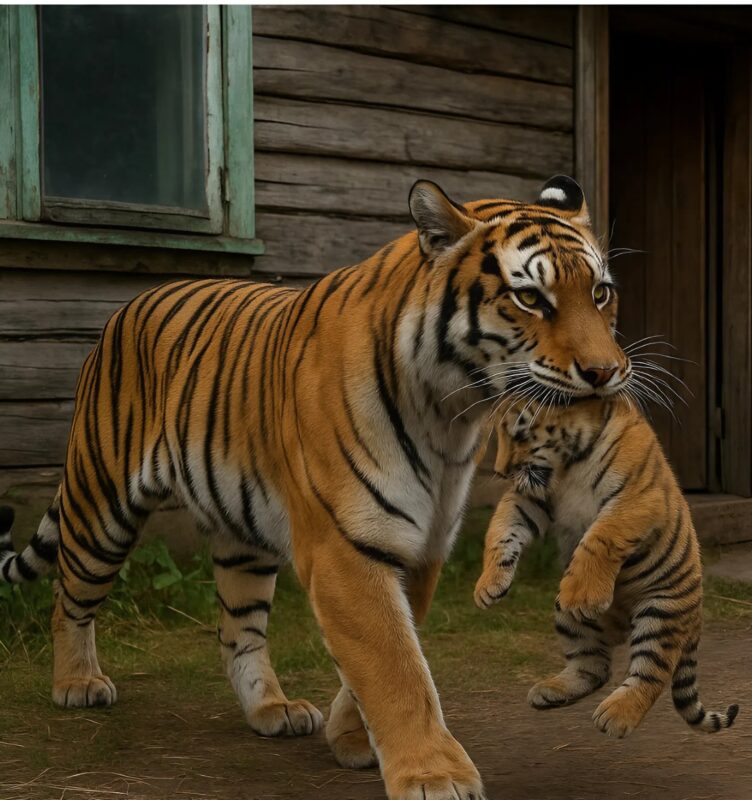 A wounded tigress brought her cub to the forest ranger asking him to save the little one