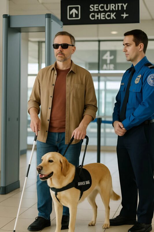 When my guide dog went through airport security a security officer did something that shocked me