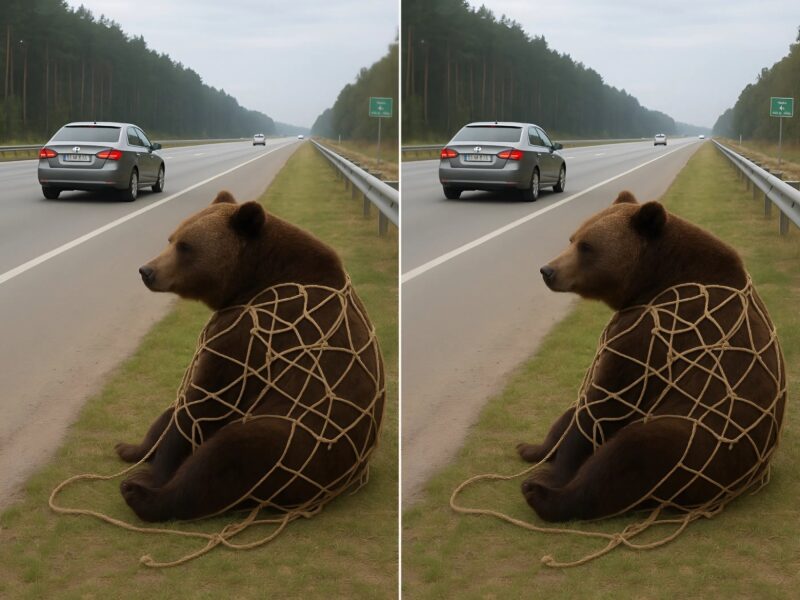 On the road, I saw a bear tangled in nets, unable to free itself: I stopped to help the bear — but then something unexpected happened