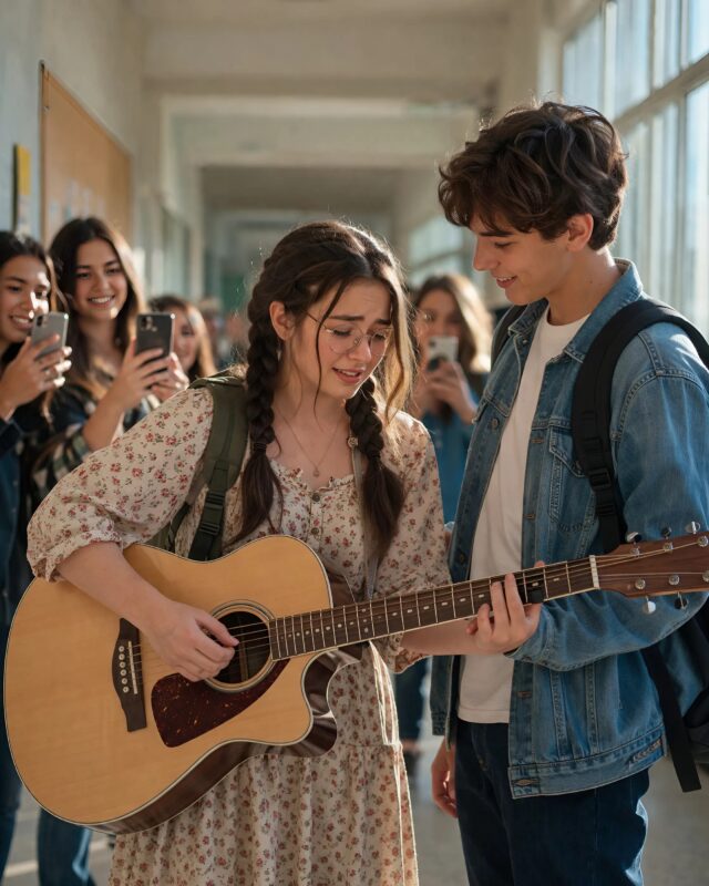 The school bully, confident in his impunity, crossed all boundaries — he deliberately smashed the quiet top student’s guitar right in front of everyone