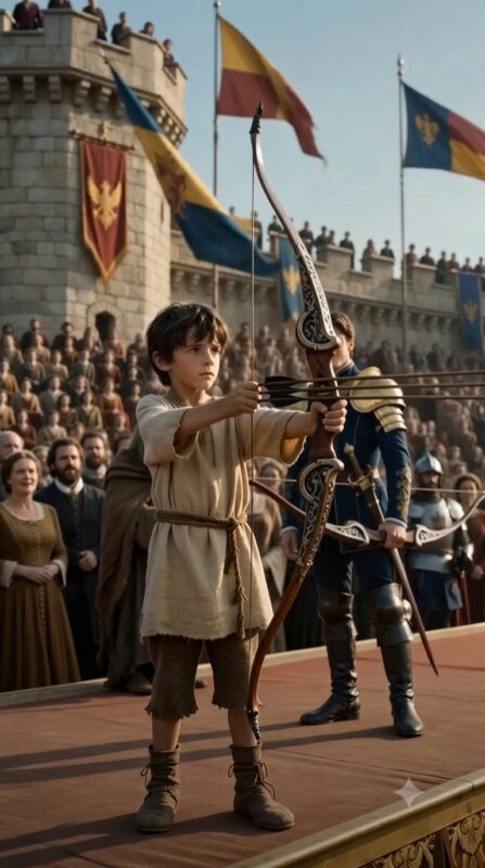 Laughter rolled through the stands as a poor boy stepped into the arena of the finest archers in the kingdom