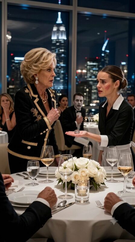 A wealthy woman publicly slapped a waitress, accusing her of stalking her own husband, but when the young woman revealed an old ring, everyone present froze in shock, and her husband instantly turned pale