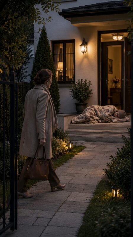 After twenty years abroad, I returned home and froze in horror: my sister was sleeping right on the floor by the doorway, while my son stood among the guests laughing