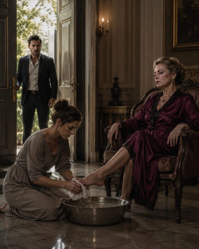 I came home to pick up some documents I had forgotten and found my wife, who was eight months pregnant, on her knees washing my mother's feet
